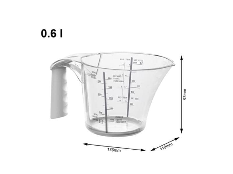 Rotho Messbecher Loft 6 dl, Transparent/Weiss Messbecher aus transparentem Kunststoff 0.5 l