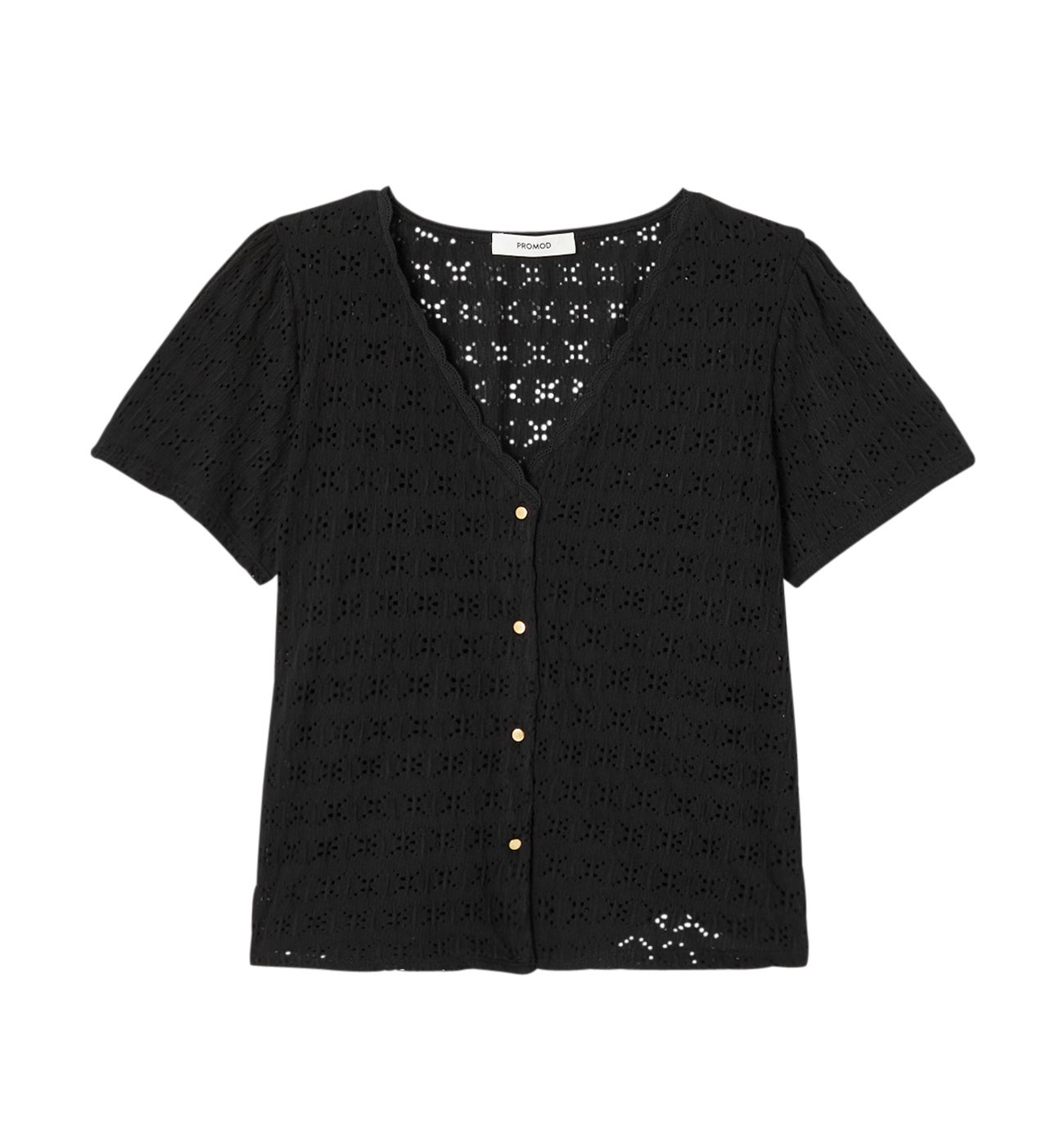 Top ajouré uni Femme - Noir