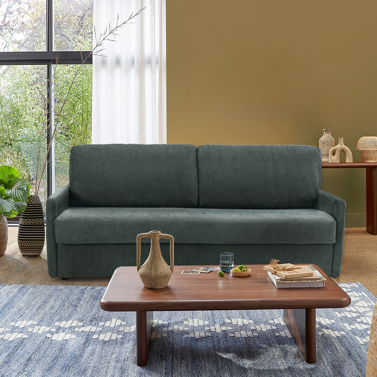 LA REDOUTE INTERIEURS<br>Cama alta, tecido texturizado, Bultex Marta