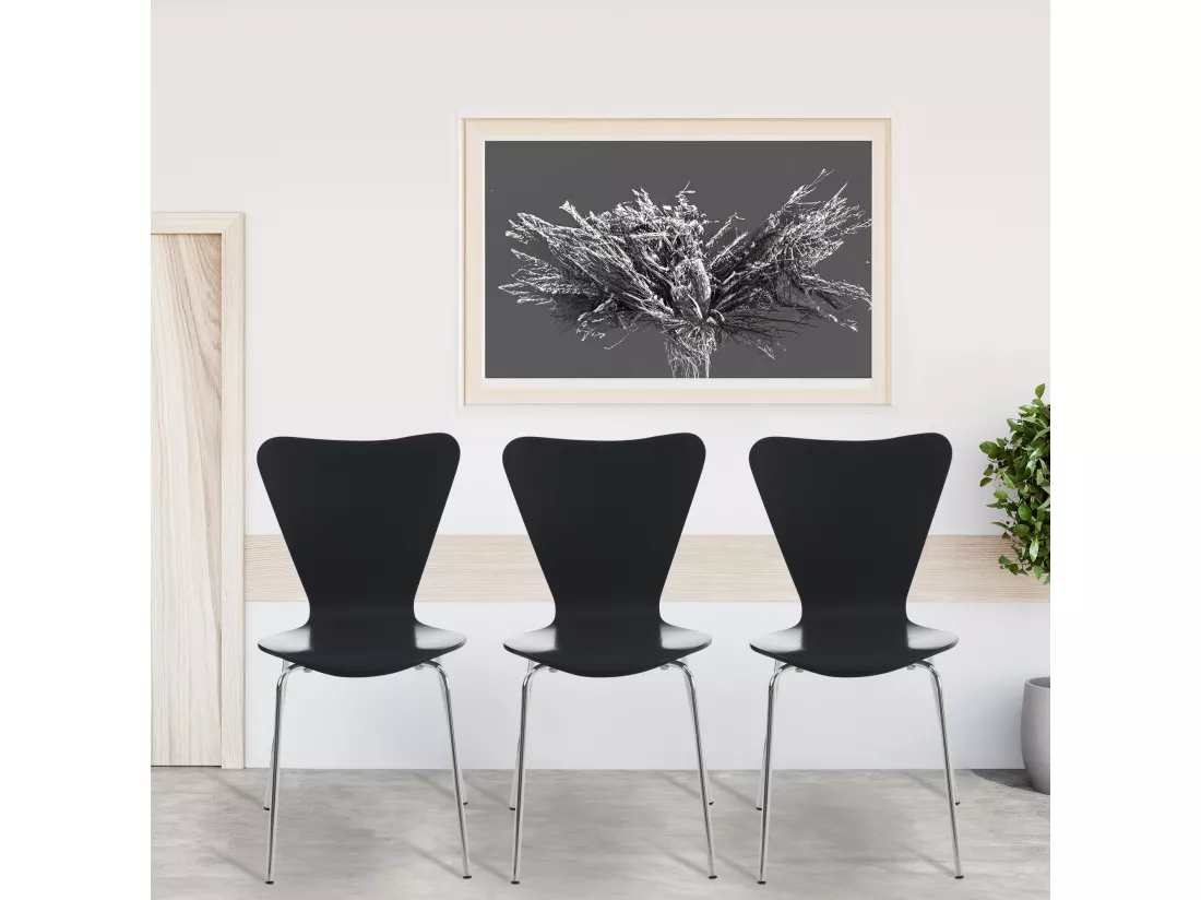 Lot de 16 Chaise de conférence - Bois & Nature - Noir - Calisto