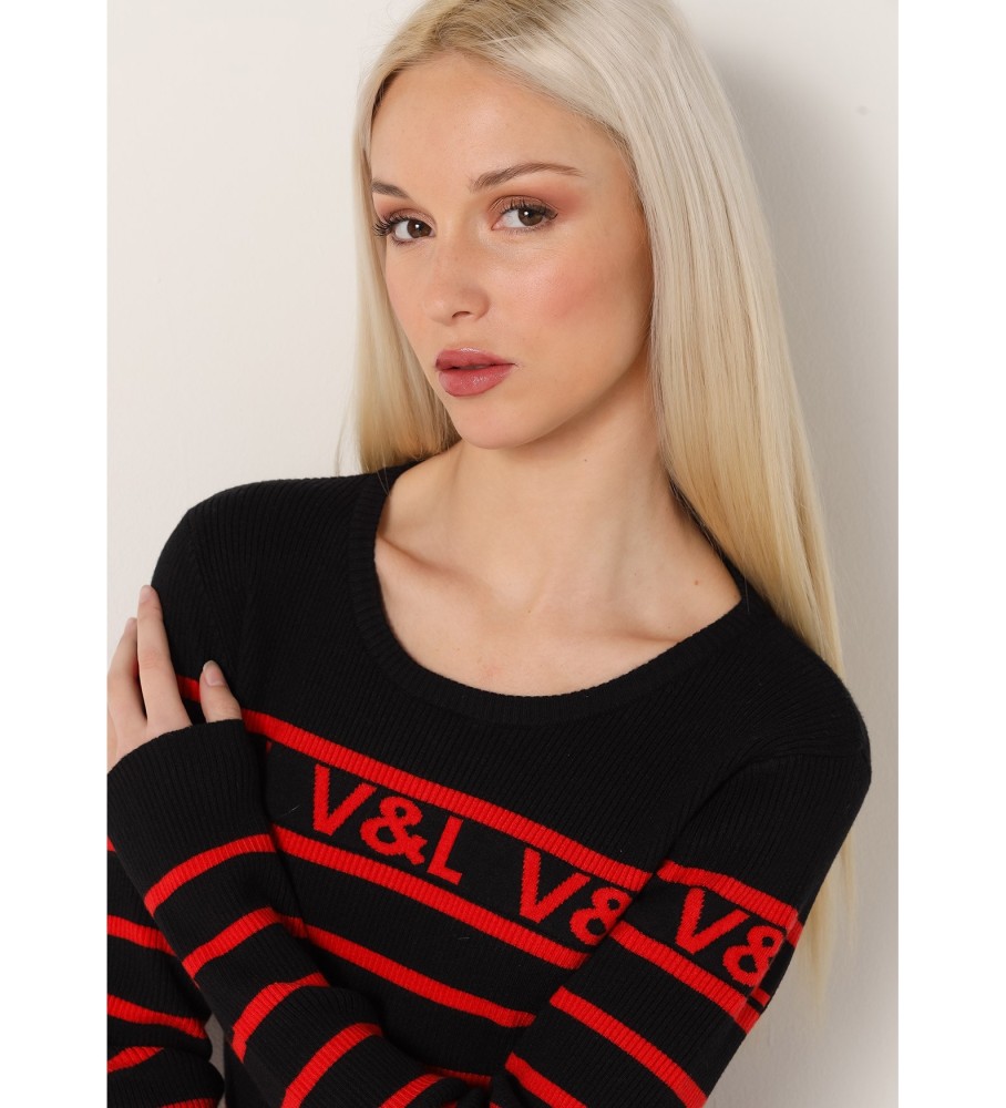 Victorio & Lucchino, V&L Jersey Knit com gola redonda e listras pretas