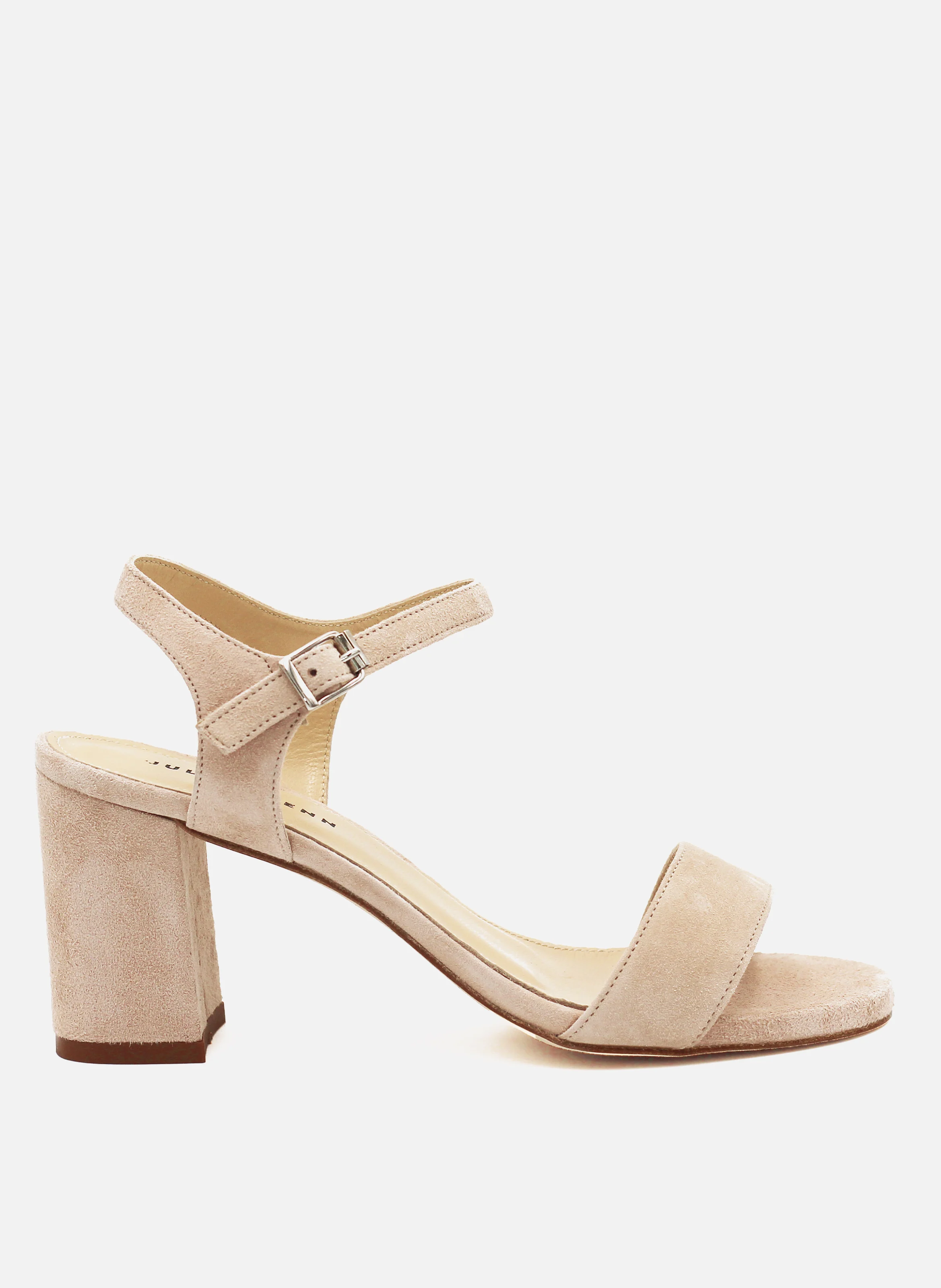 Sandales à talon cuir daim | Beige