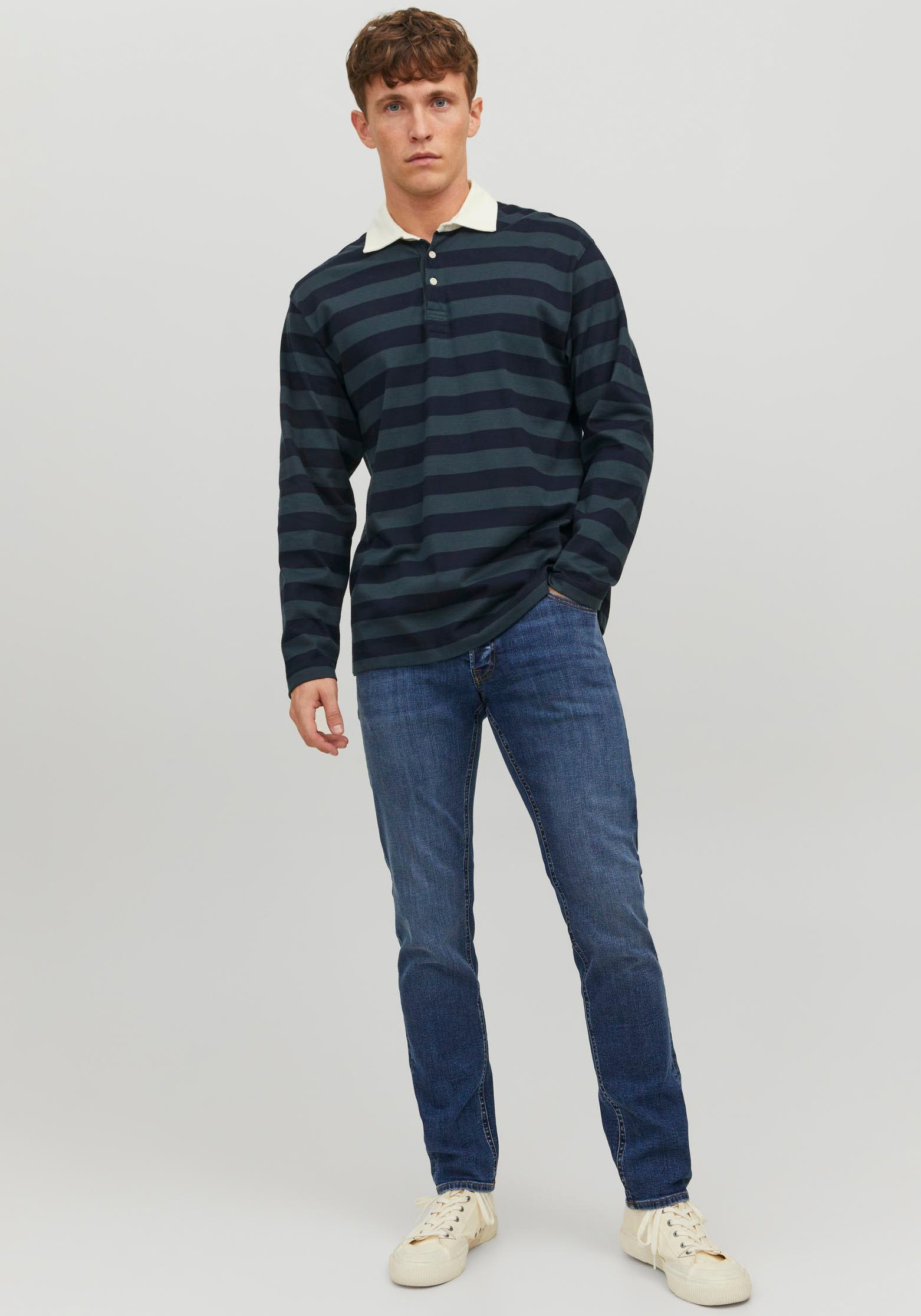 Jack & Jones Slim-fit-Jeans »JJIGLENN – Jeans mit Stretch und figurbetonter Silhouette«, Used, modisch, slim fit, Denim/Jeans