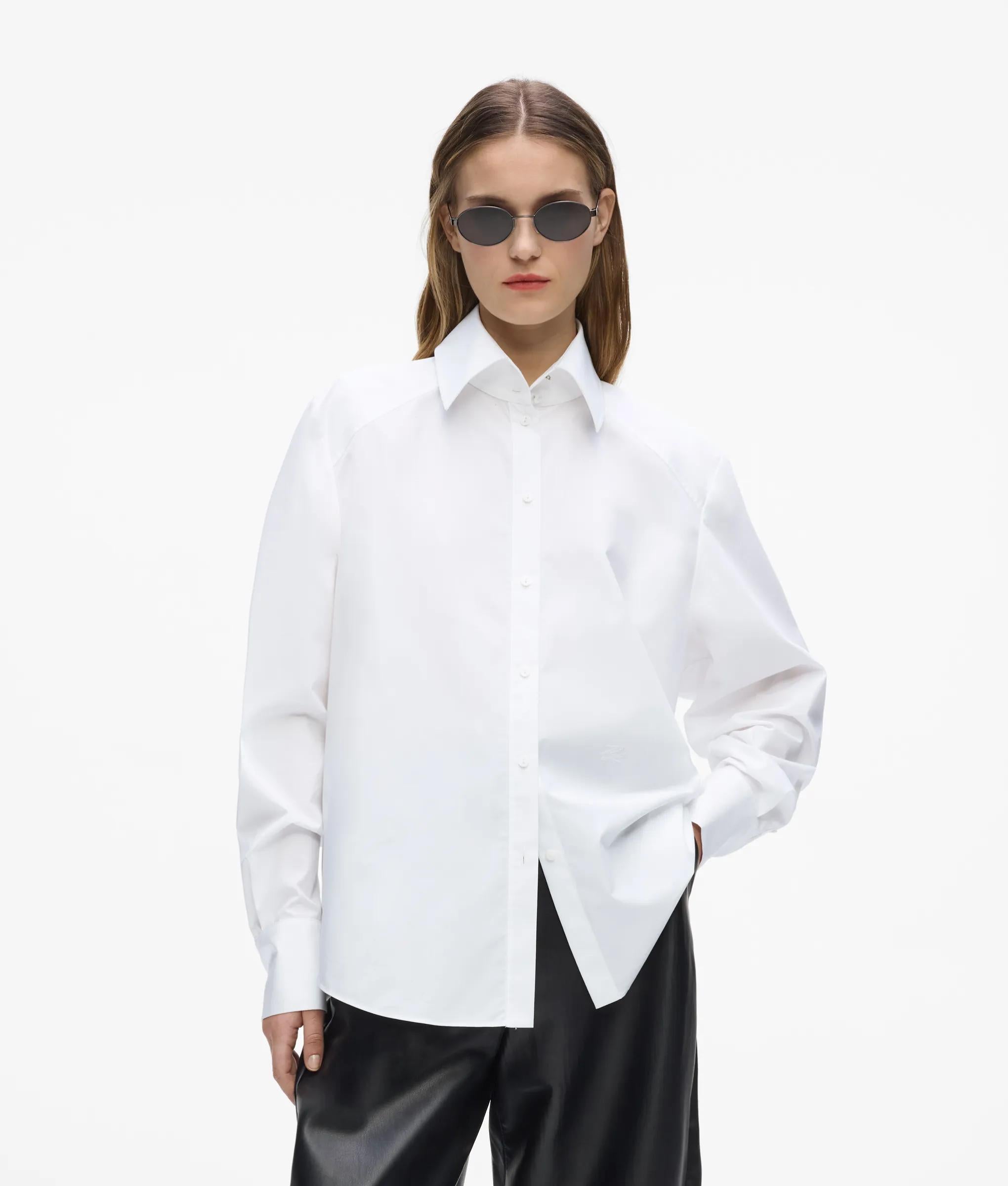 Poplin shirt met schoudervulling