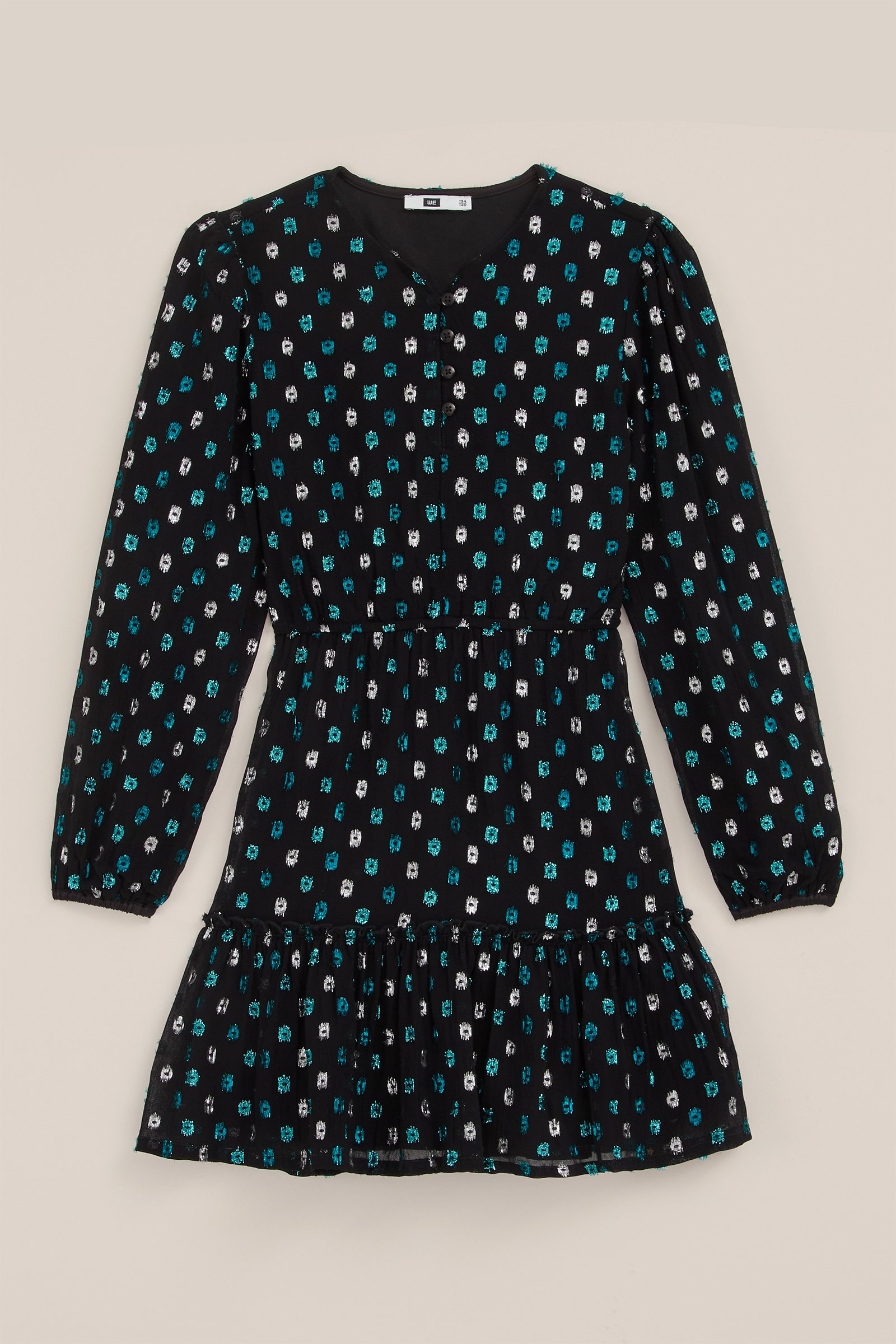 Meisjes jurk met dessin WE Fashion Mintgroen