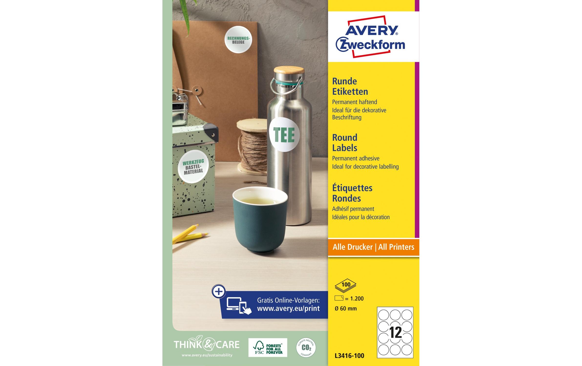 Runde Etiketten L3416-100 Ø 60 mmRunde Etiketten