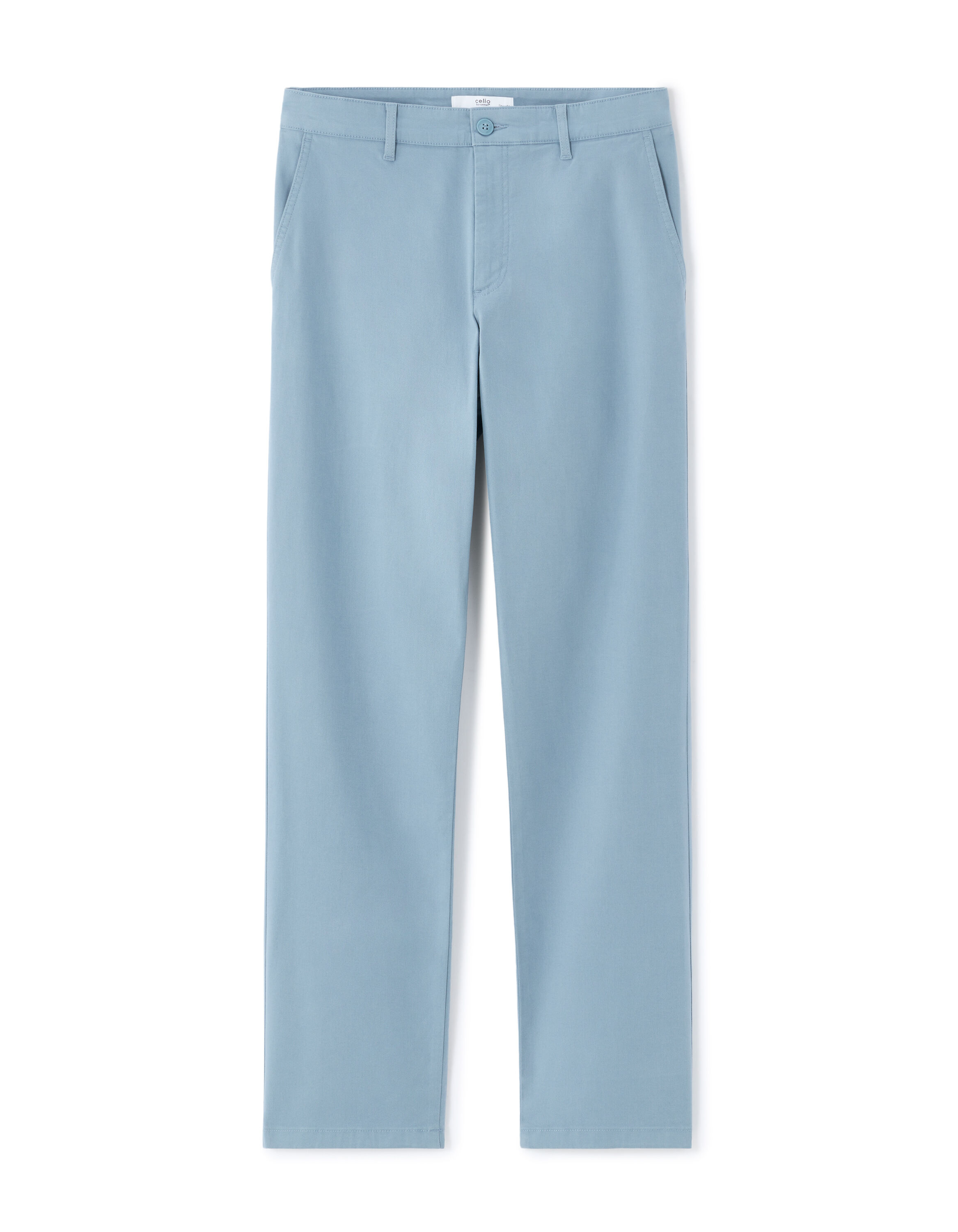 Pantalon chino straight en coton stretch longueur standard - bleu moyen