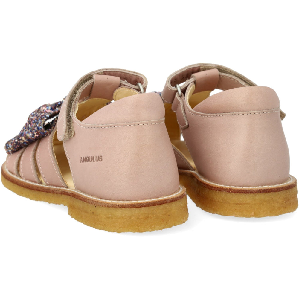 Køb Angulus Rosebud/Pastel Multi Glitter Sandal Med Glittersløjfe Og Velcrolukning