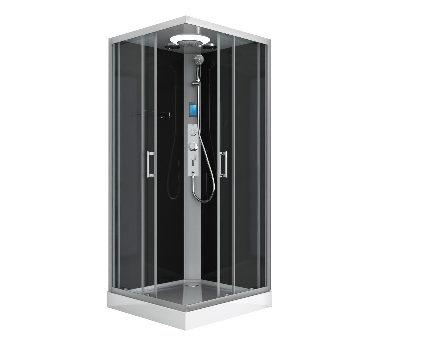 Badstuber Miami complete douchecabine vierkant 90x90x215cm kitvrij chroom