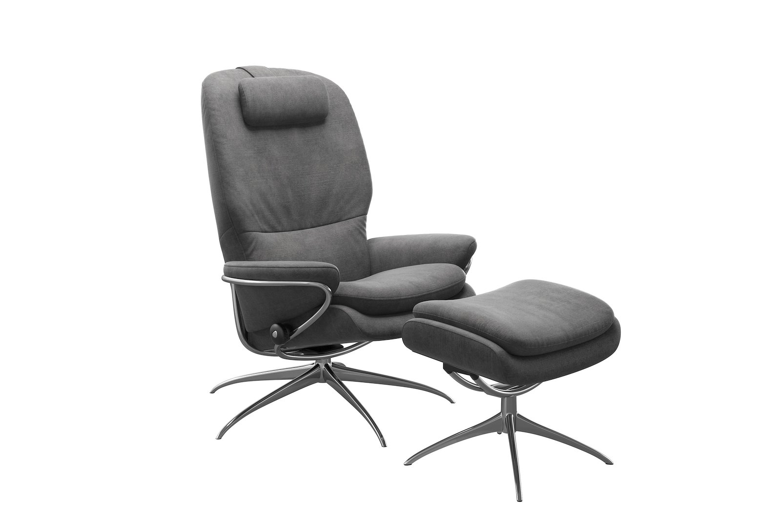 Rome lenestol m/krakk Tekstil Magnolia Light Grey - Star - Chrome