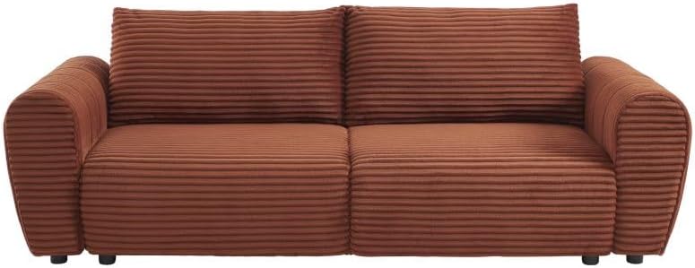 BAÏTA Canapé Droit LOIC en Velours côtelé Terracotta Convertible 3 Places EI6149320