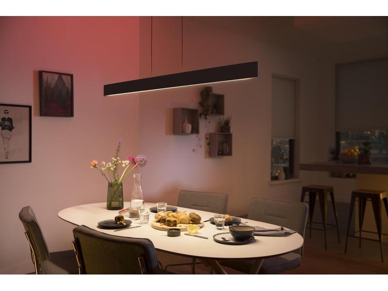 Philips Hue White & Col. Amb. Ensis Pendelleuchte schwarz 4 Pendelleuchte mit integriertem LED Modul