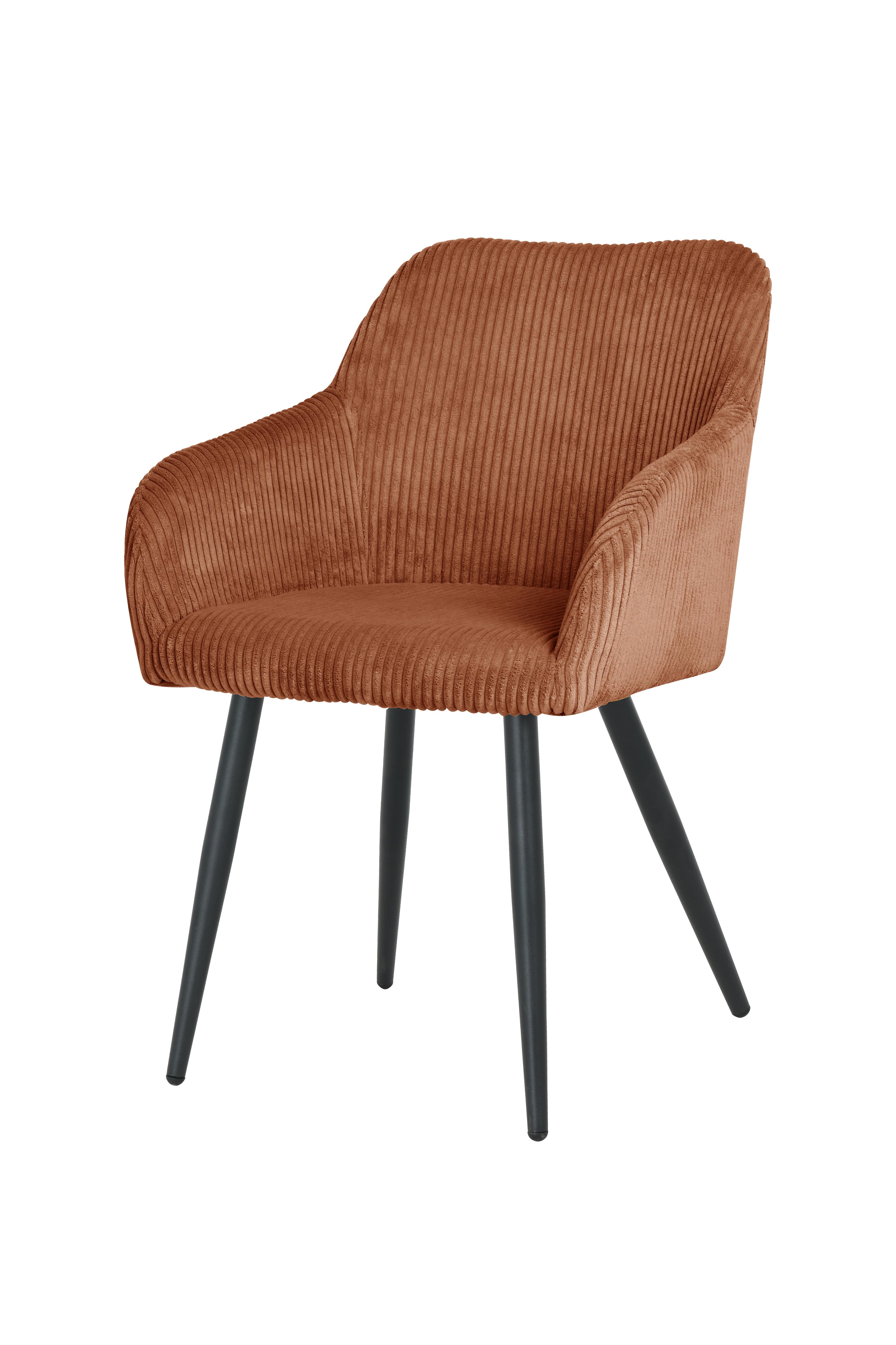 BETTY FAUTEUIL VELOURS TERRACOTA PIEDS NOIR