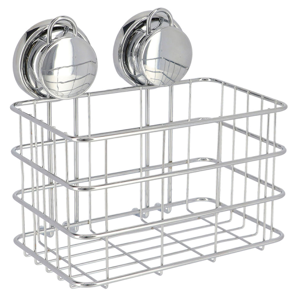 Panier de douche à ventouse chromé 19.5x20x15cm