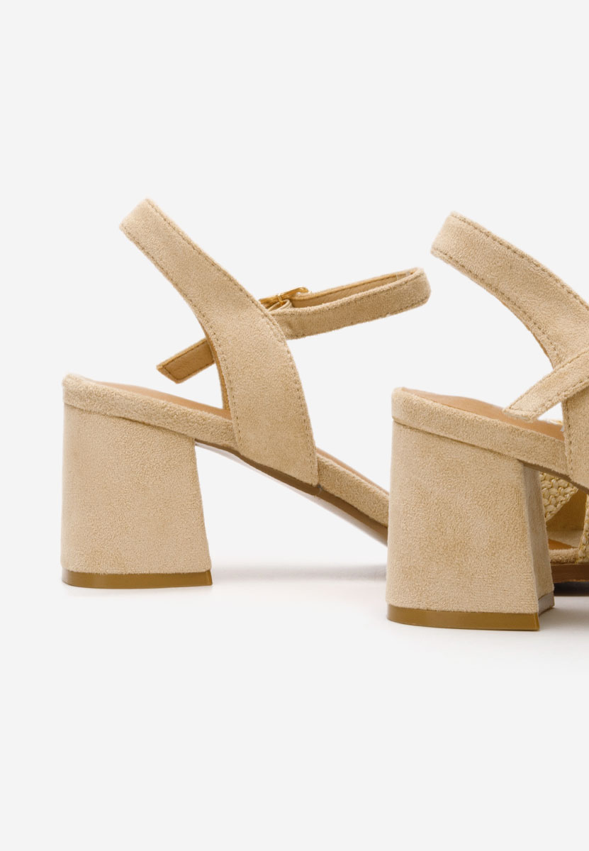 Sandales à talon épais beige Sakara