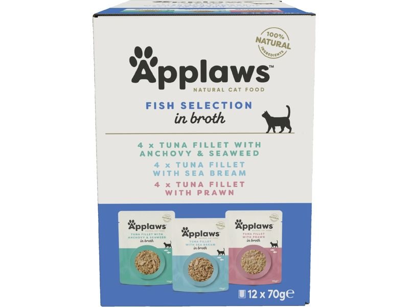 Applaws Nassfutter Multipack Fish Selection 12 x 70 g Ergänzungsfutter für ausgewachsene Katzen