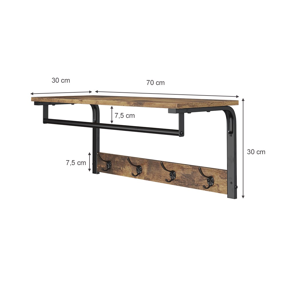 Vicco Wandgarderobe Hängegarderobe Garderobe Fyrk 70cm Ablage 4 Haken Wandregal