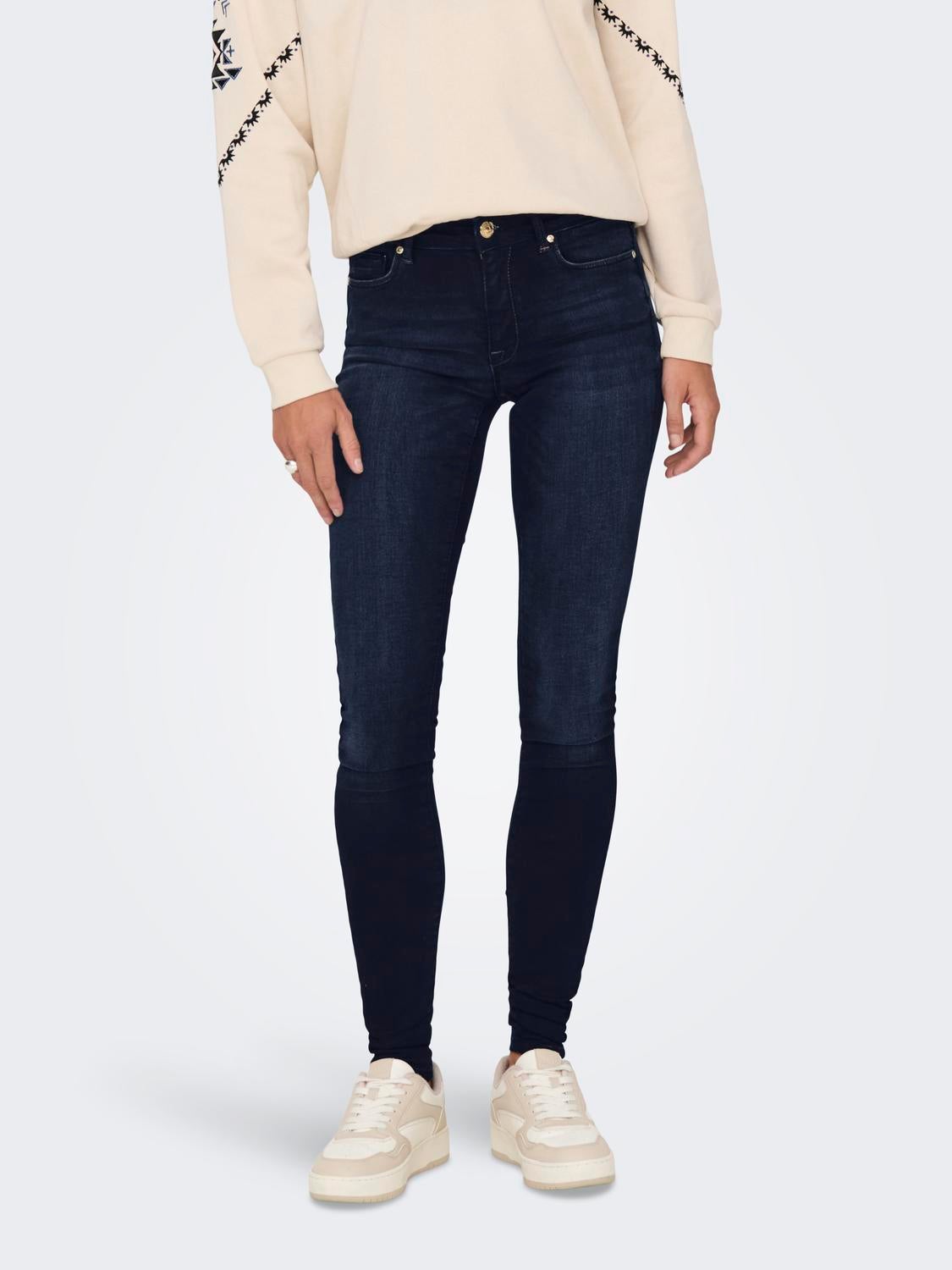 ONLSHAPE Mittlere Taille Skinny Fit Jeans Dark Blue Denim