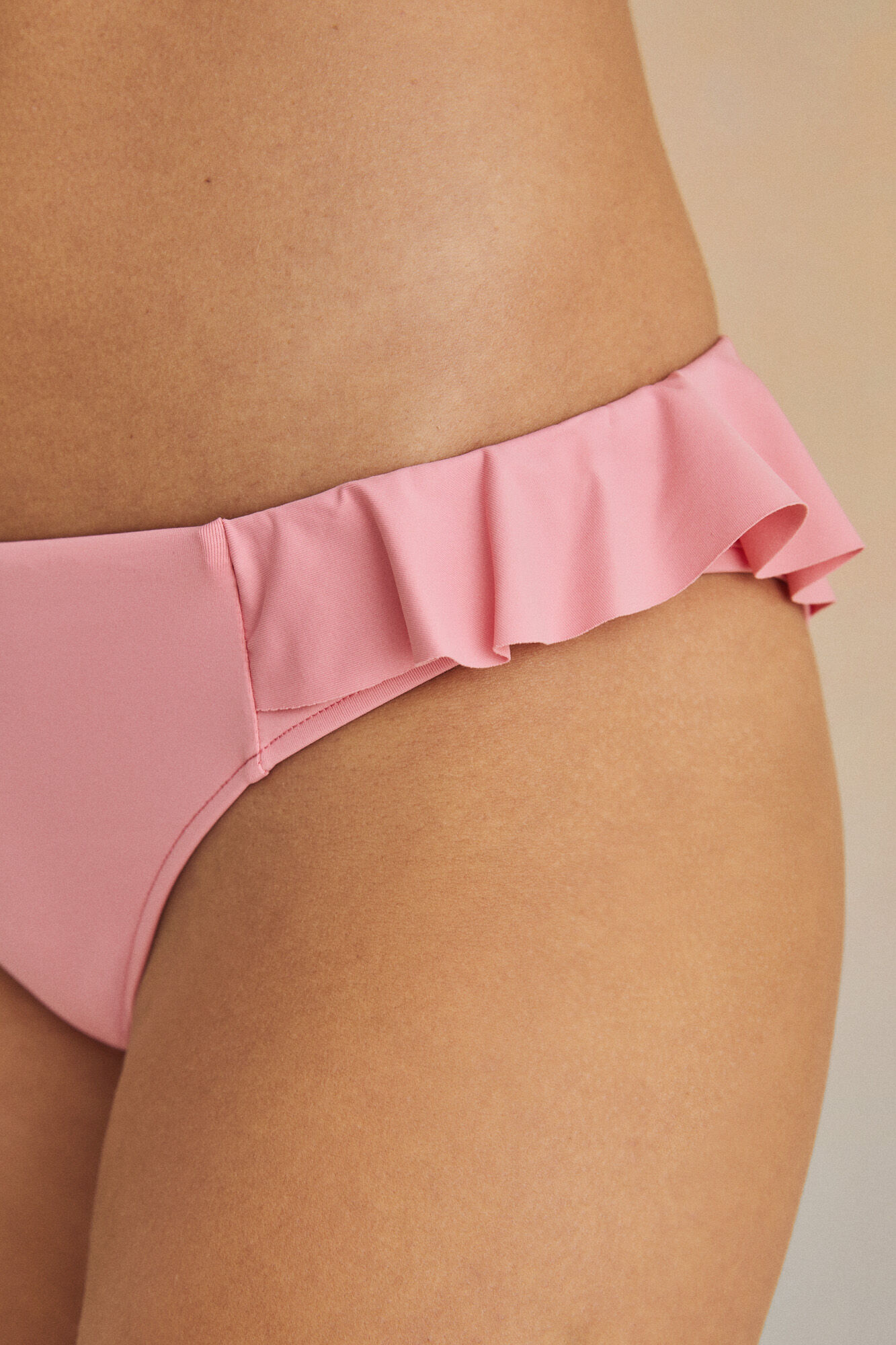 Calcinha de biquíni clássica rosa com babados - rosa