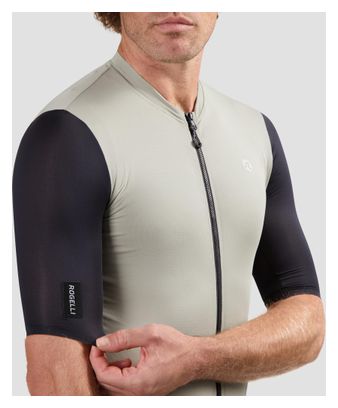 Maillot Manches Courtes Vélo Rogelli Distance II Taupe/Noir Homme