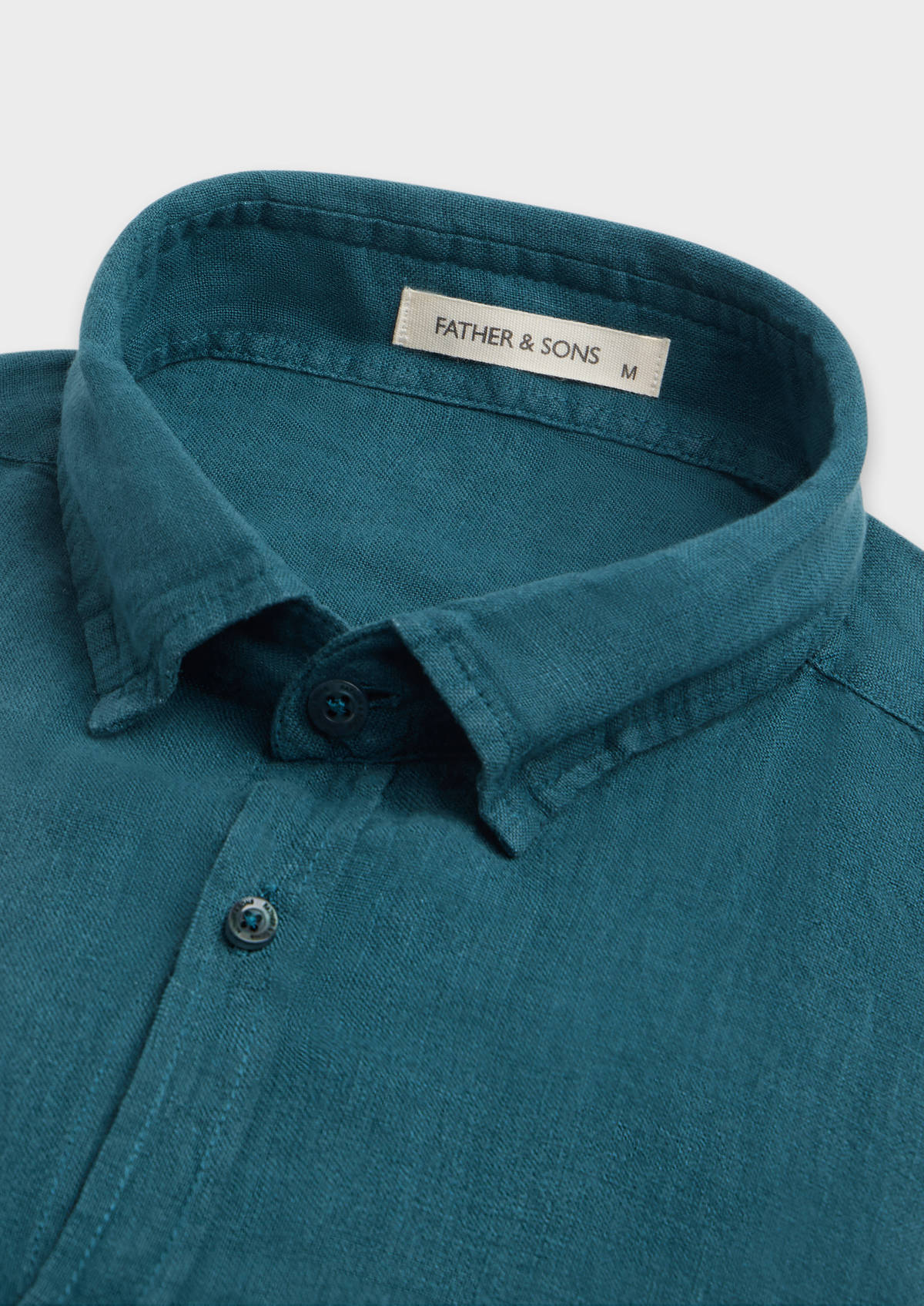 Chemise sport Slim en lin uni bleu paon