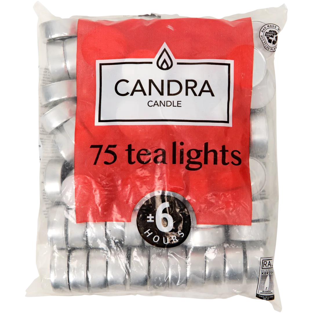 Candra theelichten wit 75 stuks