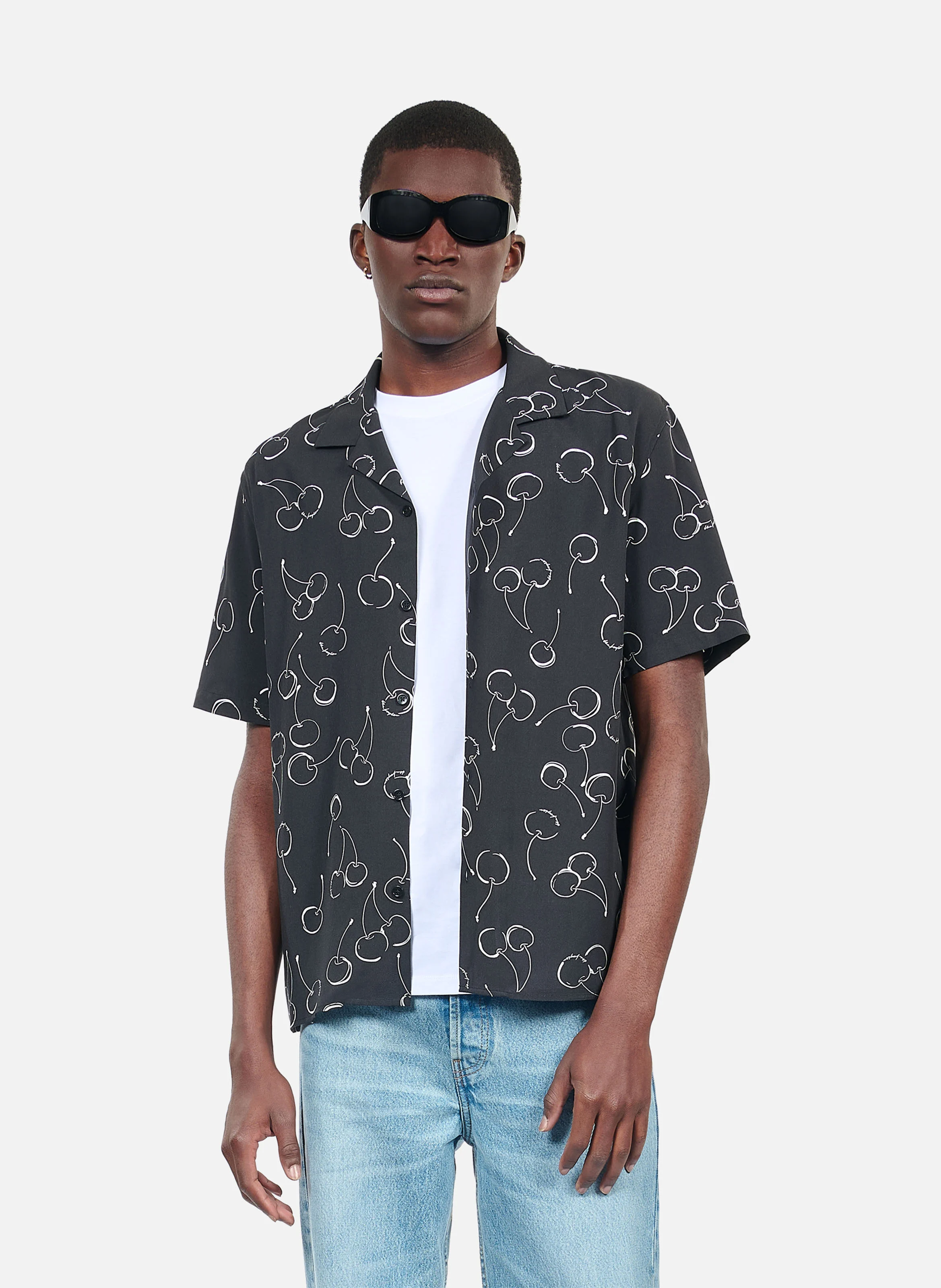 Chemise imprimée manches courtes | Noir