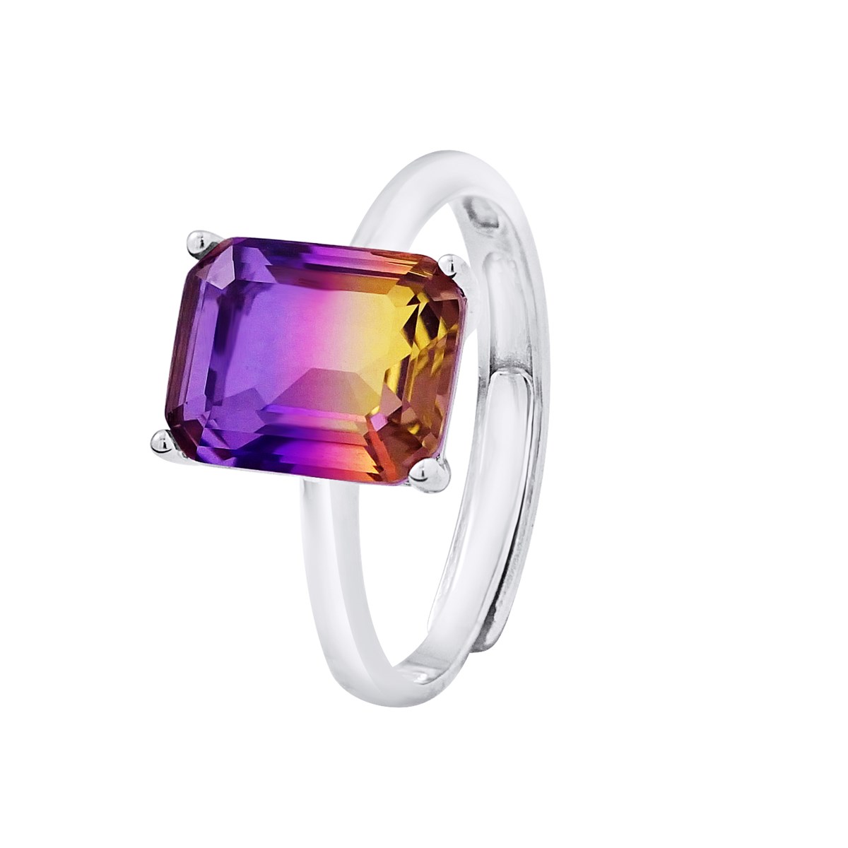 Bague RECTANGLE BICOLORE - Cristal - Argent 925