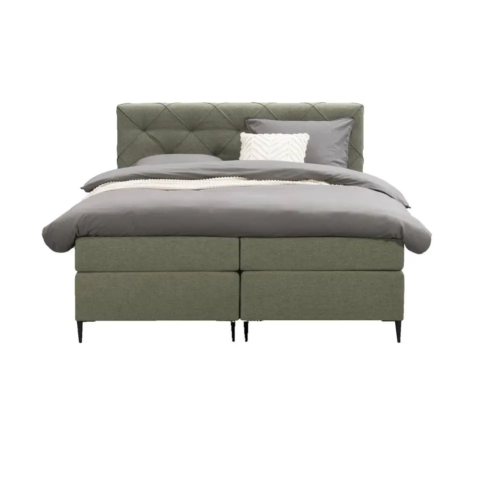 Boxspring Liv geruit - groen - 180x200 cm - slanke poot
