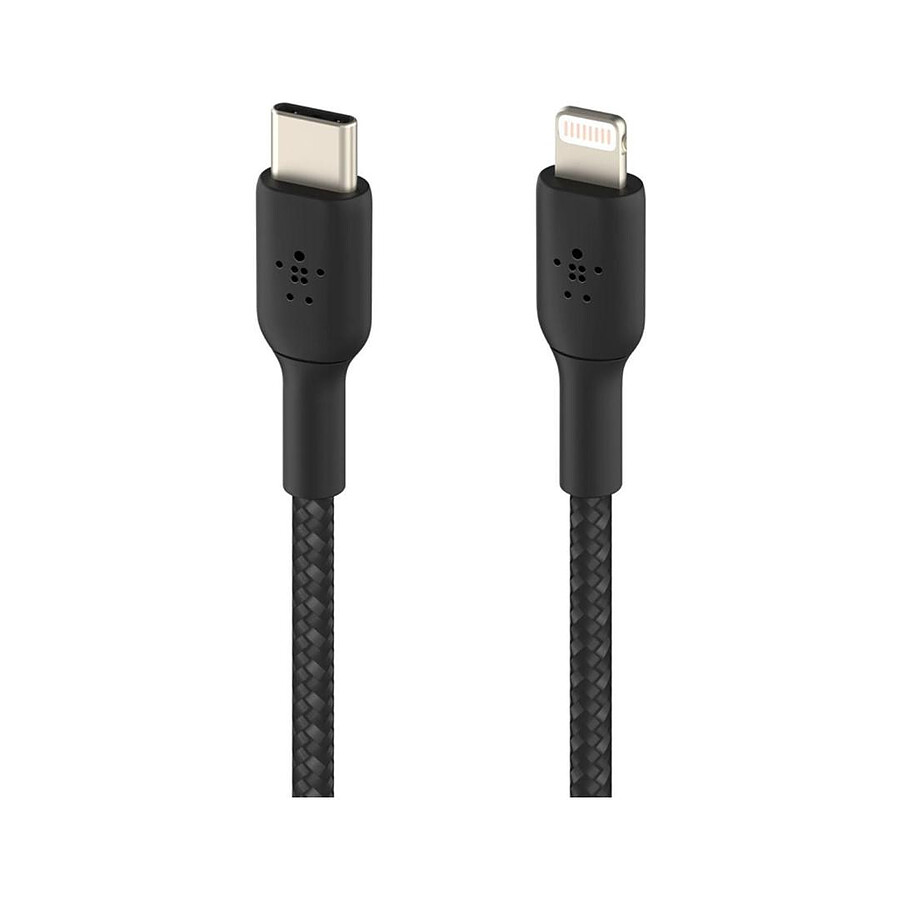 Câble à gaine tressée USB-C vers Lightning MFI (noir) - 1 m