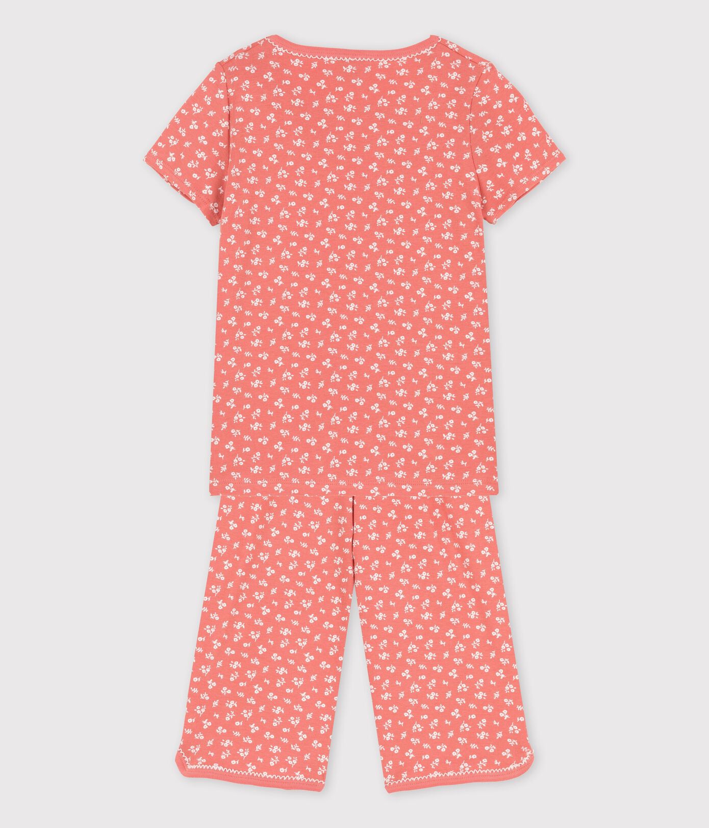 Pyjama manches courtes fleurs petite fille en coton biologique