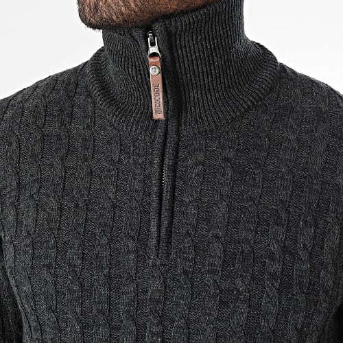 Pull Col Montant Rufus Gris Anthracite Chiné