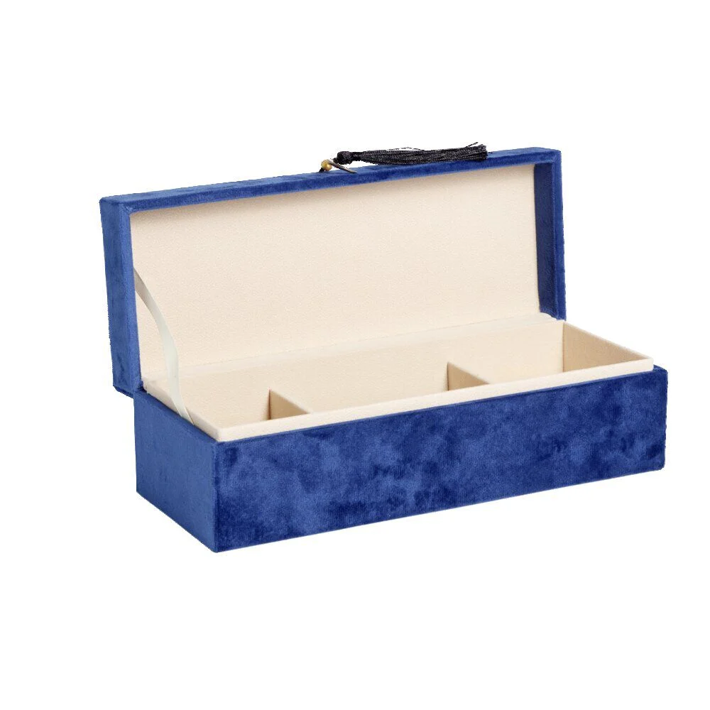 Boîte à bijoux velours bleu motif système solaire doré 28x10,5xH9cm