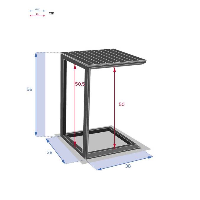 Table d'appoint de jardin carré EVASION Argile