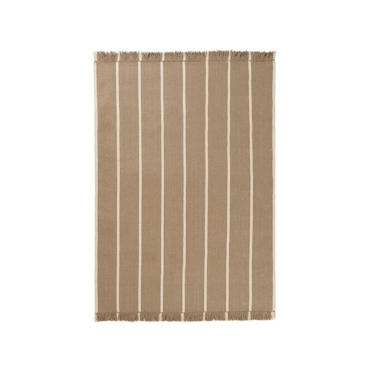 Ferm Living - Calm Kelim Wollteppich, 140 x 200 cm, dark sand / off-white