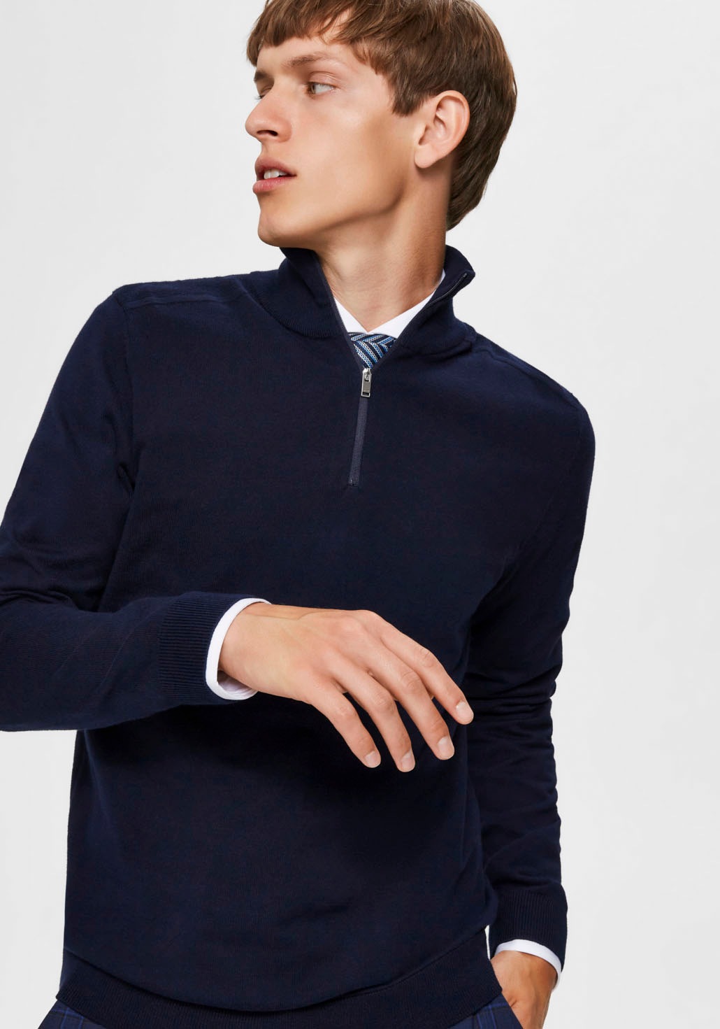 SELECTED Troyer »SLHBERG HALF ZIP CARDIGAN NOOS« Baumwolle, regular fit