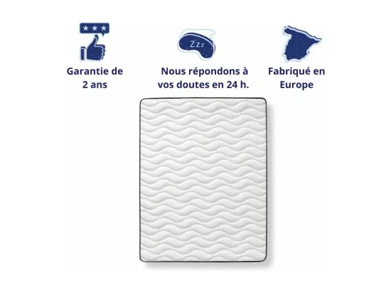 Matelas Mousse 180x200 Cesar - Ferme - Réversible - Côté Été/hiver - H30 Cm