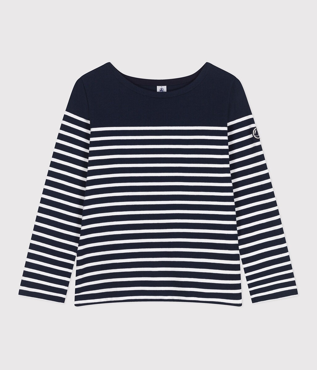 PETIT BATEAU<br>Camisa azul marinho de manga comprida de algodão
