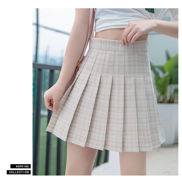 Niji Smile - Inset Shorts Geruite Geplooide Rok