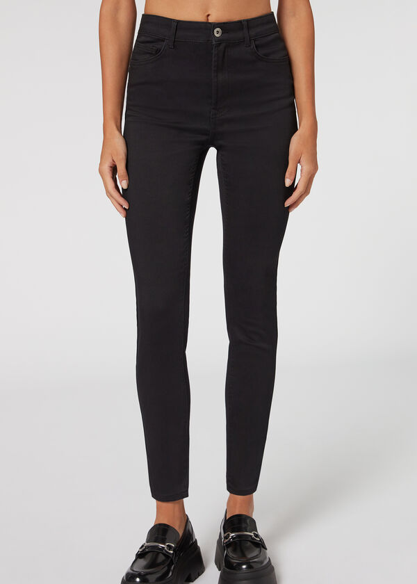 Calça jeans skinny push-up de cintura alta com toque suave
