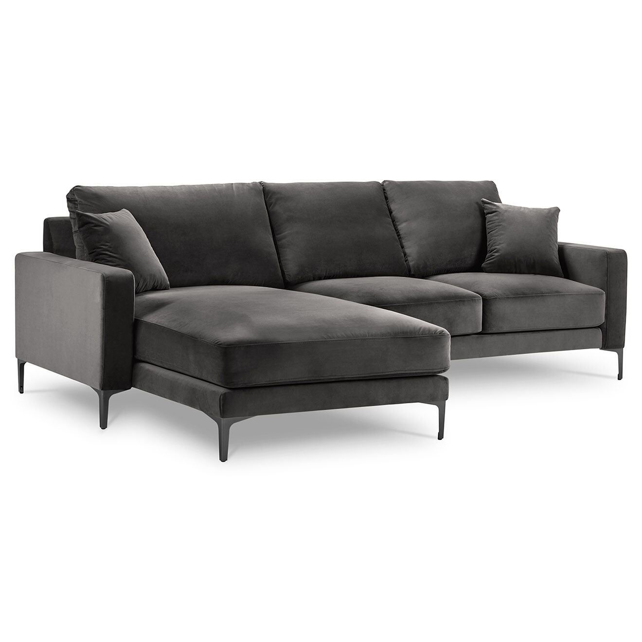 Mazzini Sofas Canapé d'angle Gauche Velours Venus 4 Places gris - 248x160x90 cm