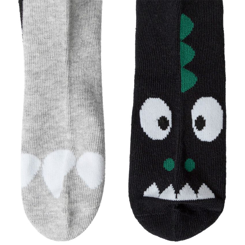 Lot de 2 paires de chaussettes assorties motif Dinosaure - Noir