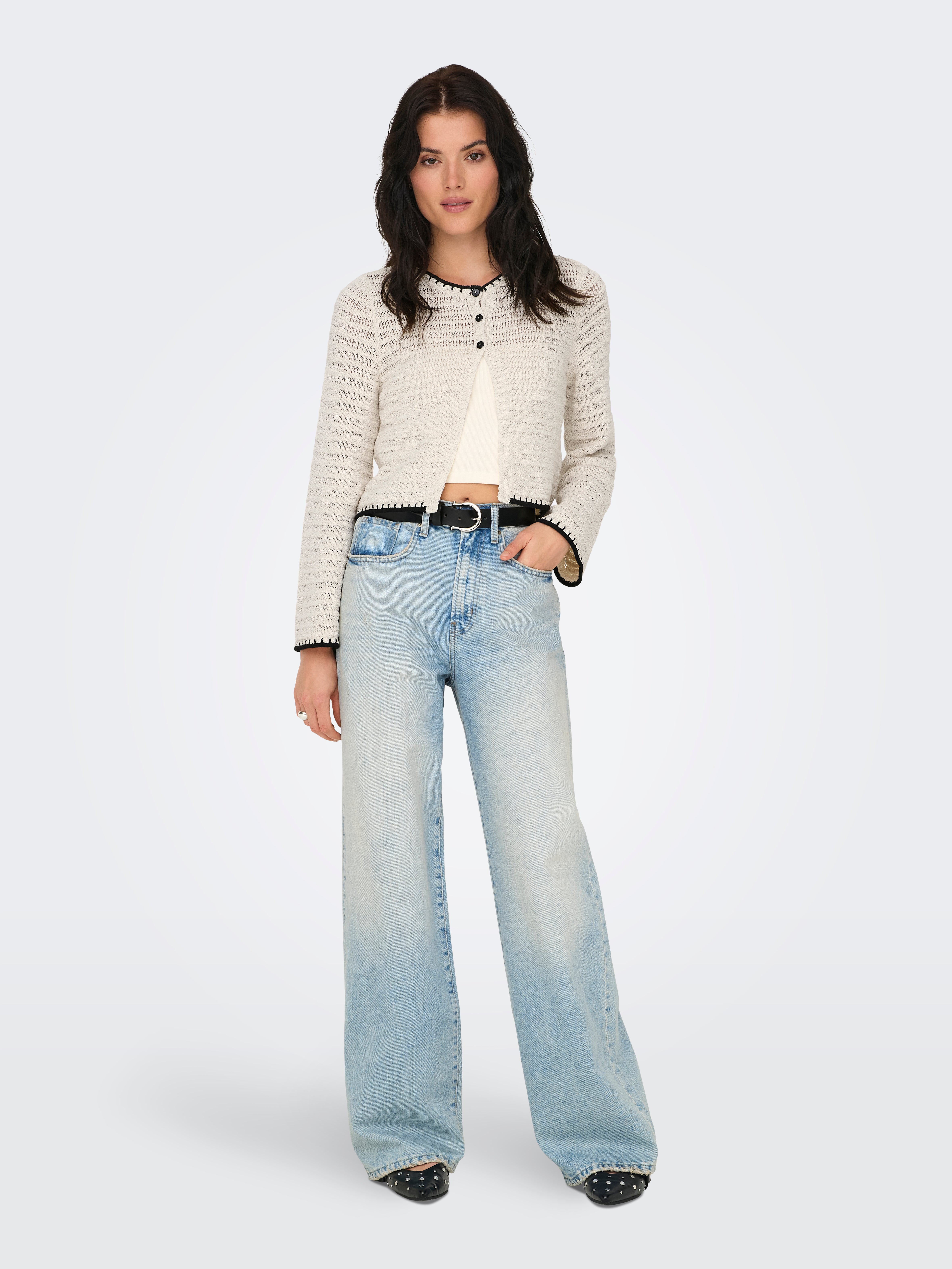 ONLMIABELLE Strickjacke Ecru