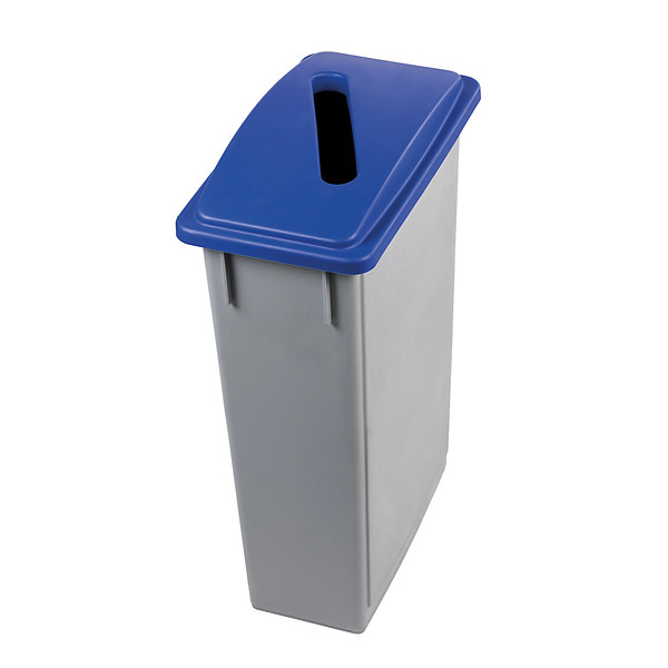 Corbeille Office grise 90 litres avec couvercle bleu