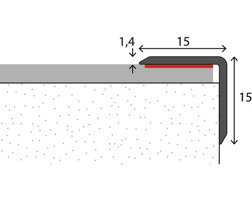 Zelfklevend aluminium hoekprofiel, mat roestvrij staal, 15 x 15 mm, 270 cm