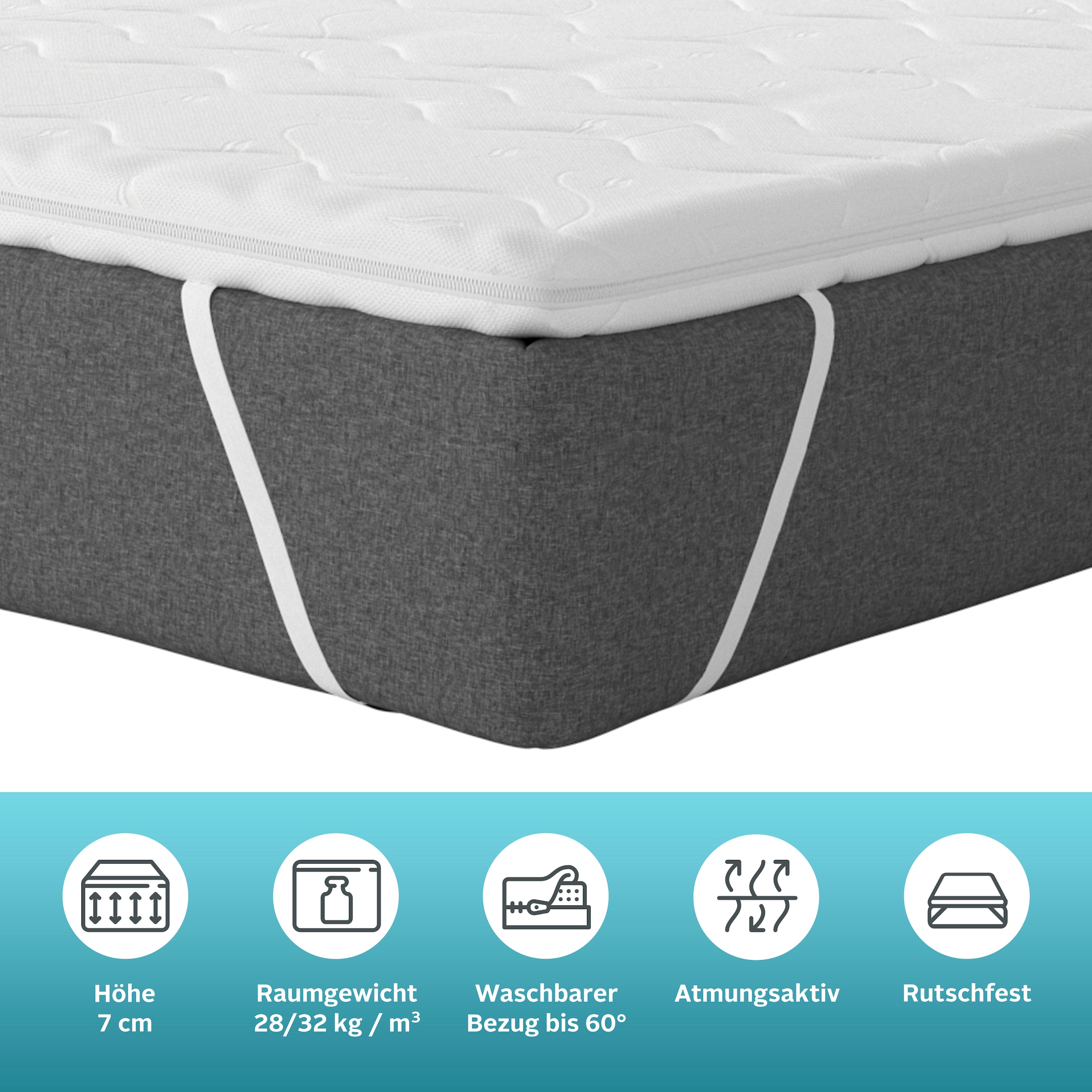 my home Topper »Sandy, Topper 90x200 cm,180x200 cm, über 900 4,5 Sterne Bewertungen« Matratze, Boxspringbett, Allergiker geeignet (Hausstauballergiker)