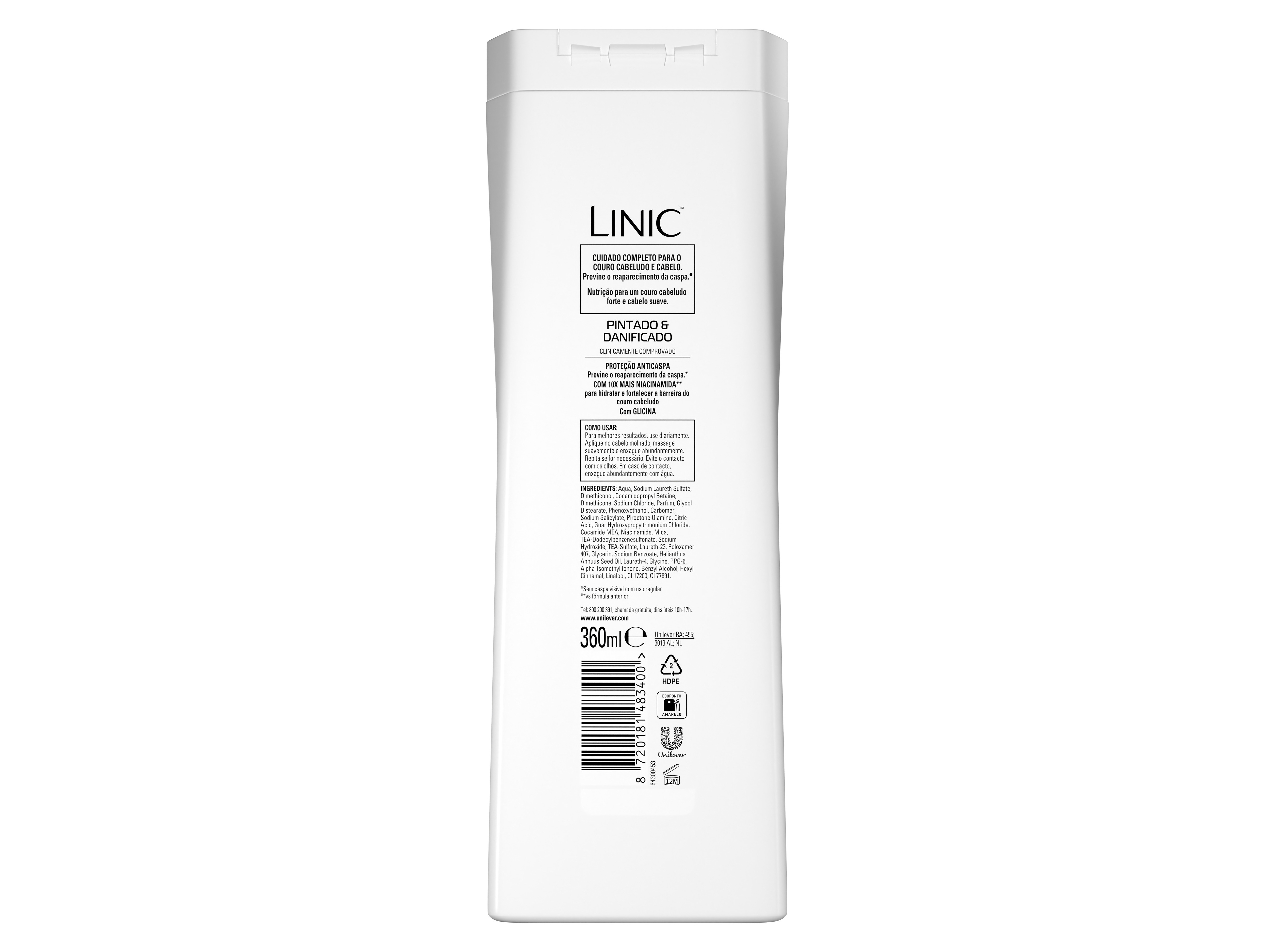 CHAMPO ANTI-CASPA LINIC PINTADO & DANIFICADO 360ML