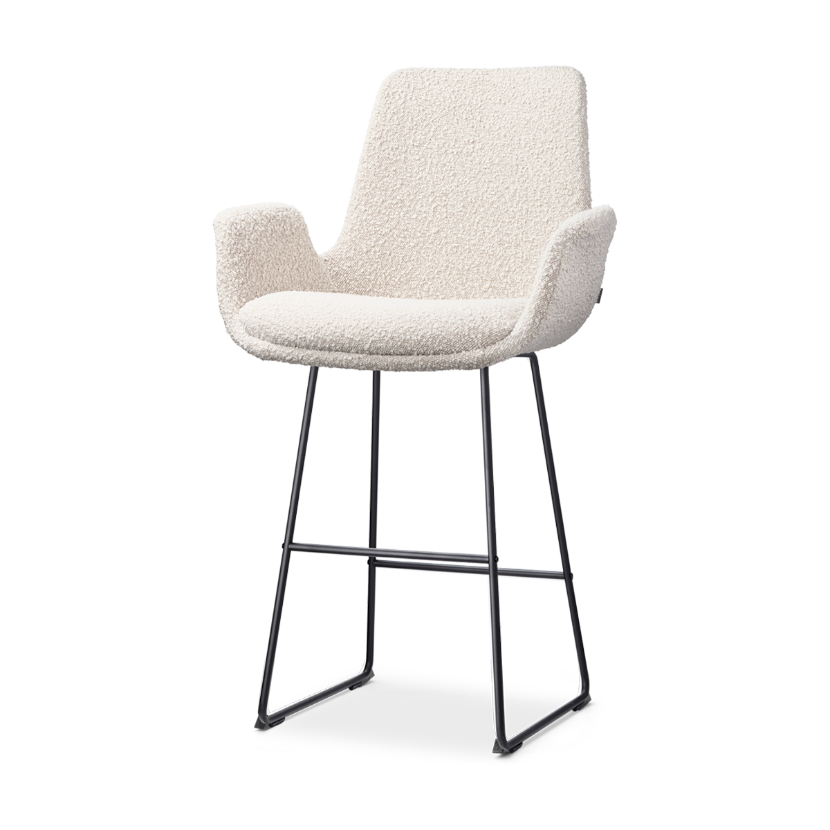 Barkruk Nino-Eef bouclé beige - zwart onderstel - 65 cm