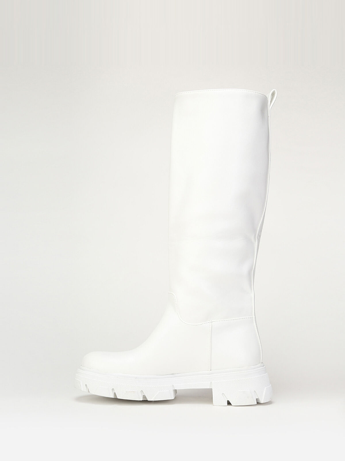 Bottes cavalières à semelle crantée- Blanc