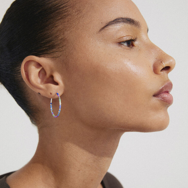 Pilgrim ALISON hoop earrings blue/silver-plated Sølv